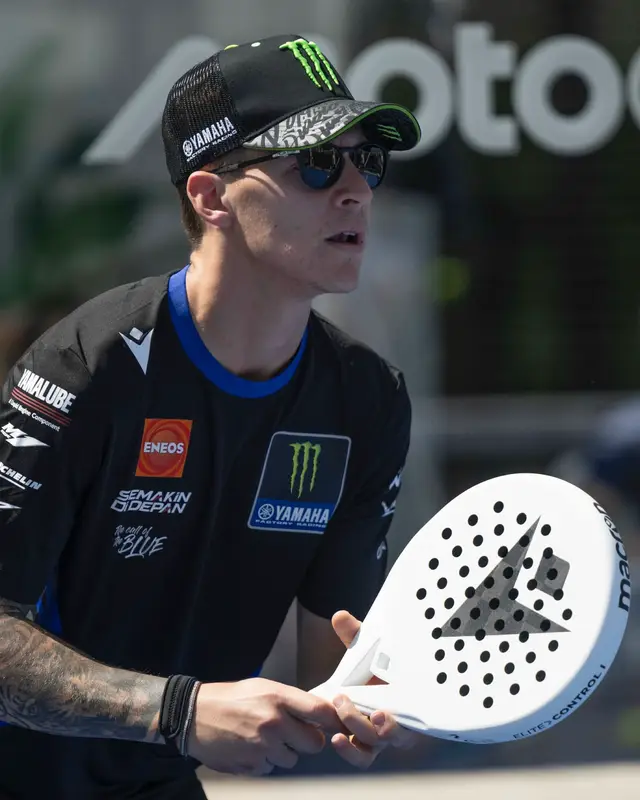 Padel is all about speed, agility, precision & tactics 🏃‍♂️🎯 🧠  It looks like the MotoGP Pre-Event has @fabioquartararo20 up for the Qatar GP this weekend 🎾 🥵  #DressedInSpeed | #BecomeYourOwnHero | #MonsterYamaha | #YamahaMotoGP | #MotoGP | #QatarGP