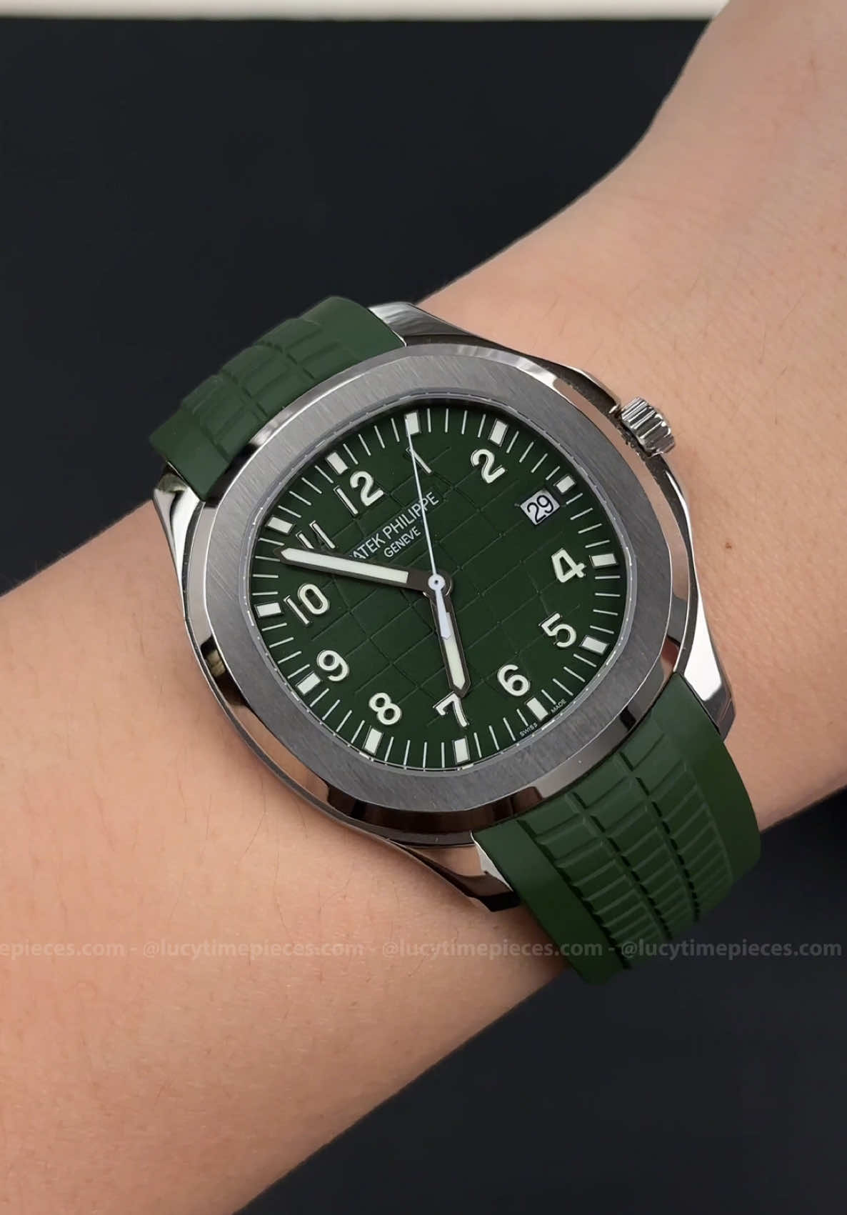 PP Aquanaut 5168G - a symbol of strength and elegance. The captivating Khaki Green dial paired with a sporty and bold design makes it the perfect choice for those who appreciate uniqueness and sophistication. #lucyluxury#foryou #luxurylifestyle #dongho #luxurycollection #donghonam #jewelry #luxuryhome #daimond #luxurycar #like #luxury #Iclxury #đồnghồ
