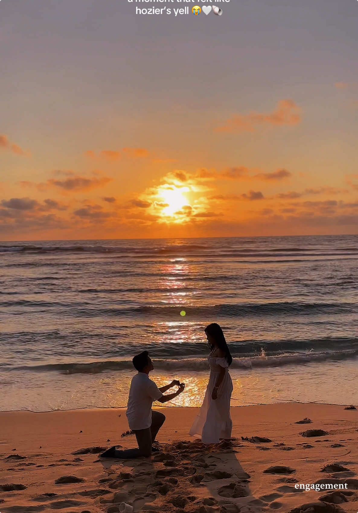 I’m engaged to the man of my dreams! My answered prayer…😭🤍🐚#engagementring #proposal #sunsetproposal #beachproposal #foryoupage #engagement #turningpage 
