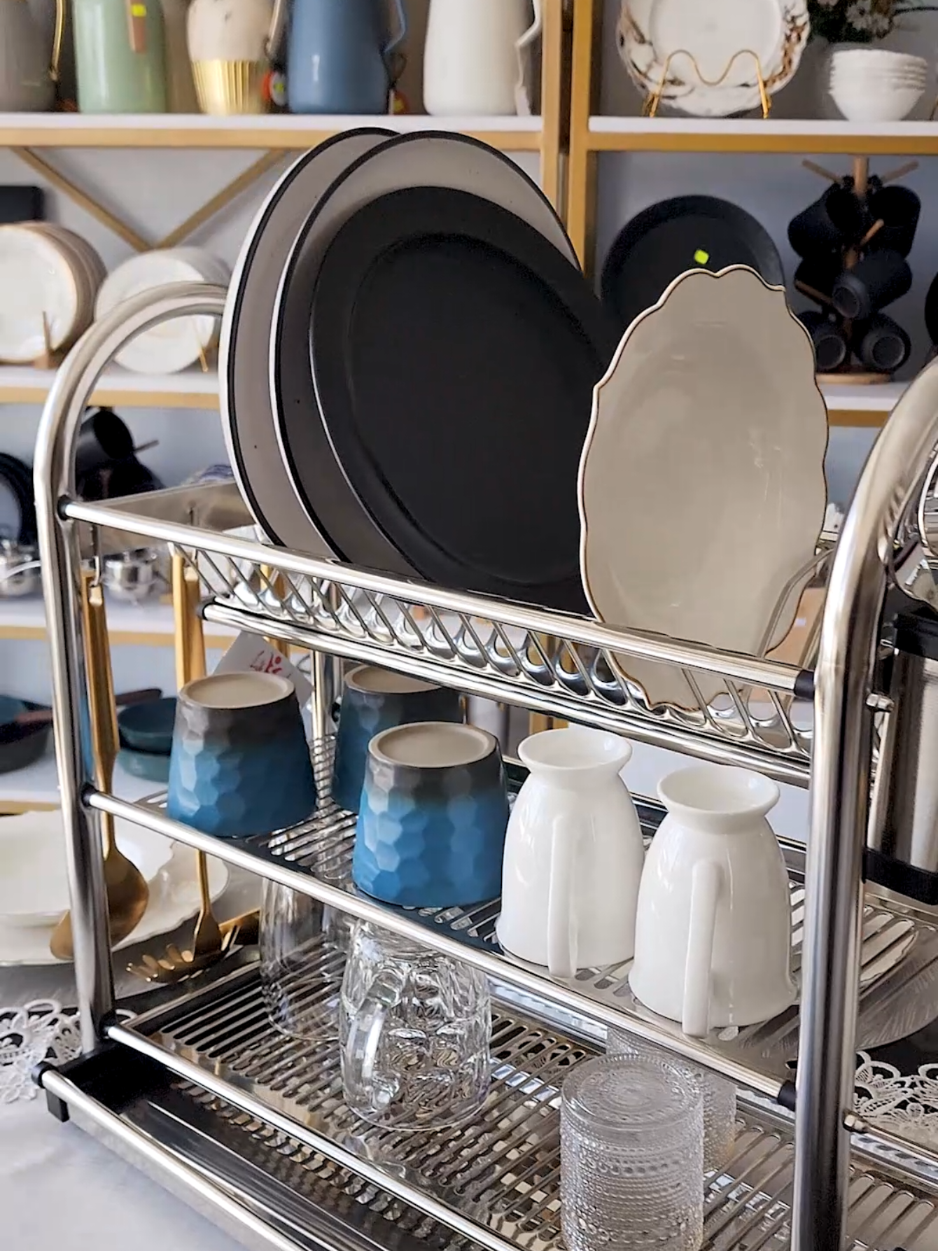 ✨Tired of cluttered countertops and flimsy dish racks?  Grab this super sturdy & 100% rustproof 3-Tier Stainless Steel Dish Drying Stand!  - Large capacity, non-slip design. - Removable drip tray for a clutter-free countertop.  Get yours for KES 7,900! #KitchenGoals #DishRackUpgrade #StainlessSteel #KitchenOrganization #ShopNow 