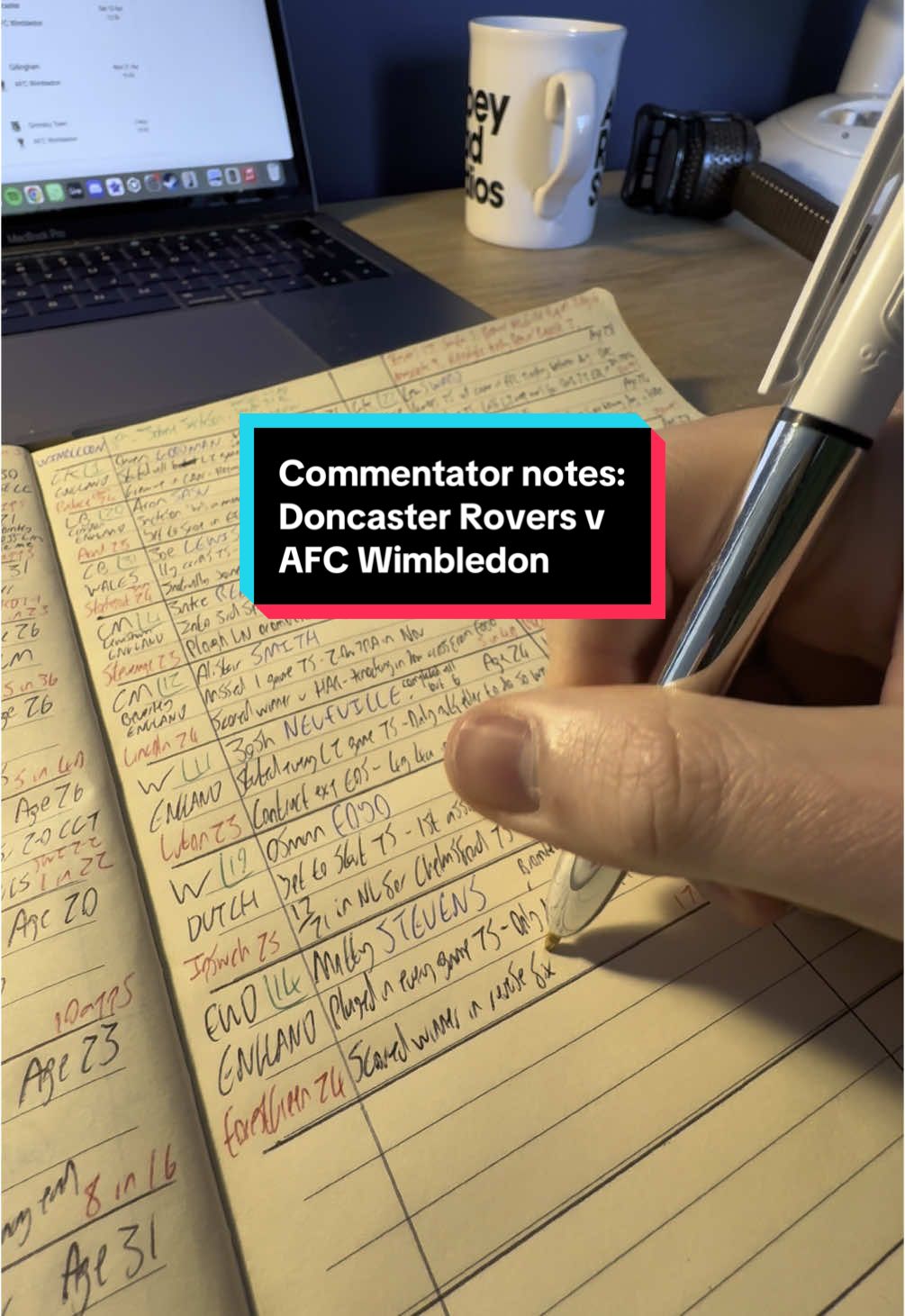 Football commentator notes for Doncaster Rovers v AFC Wimbledon highlights on ITV and full match on Sky Sports #Commentator #Commentary #Footballtiktok #Doncaster #AFCWimbledon 