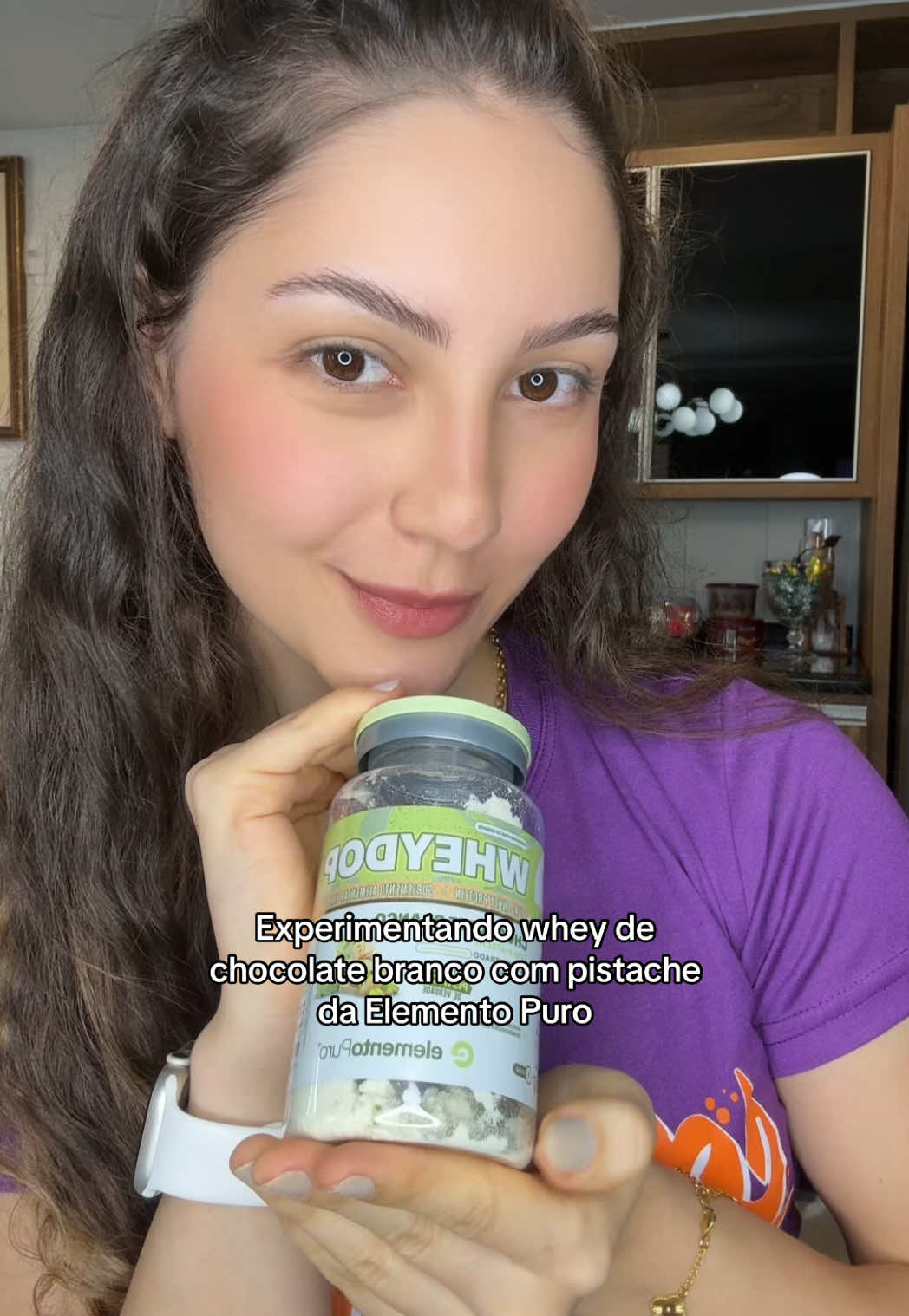 Whey de chocolate branco com pistache da Elemento Puro