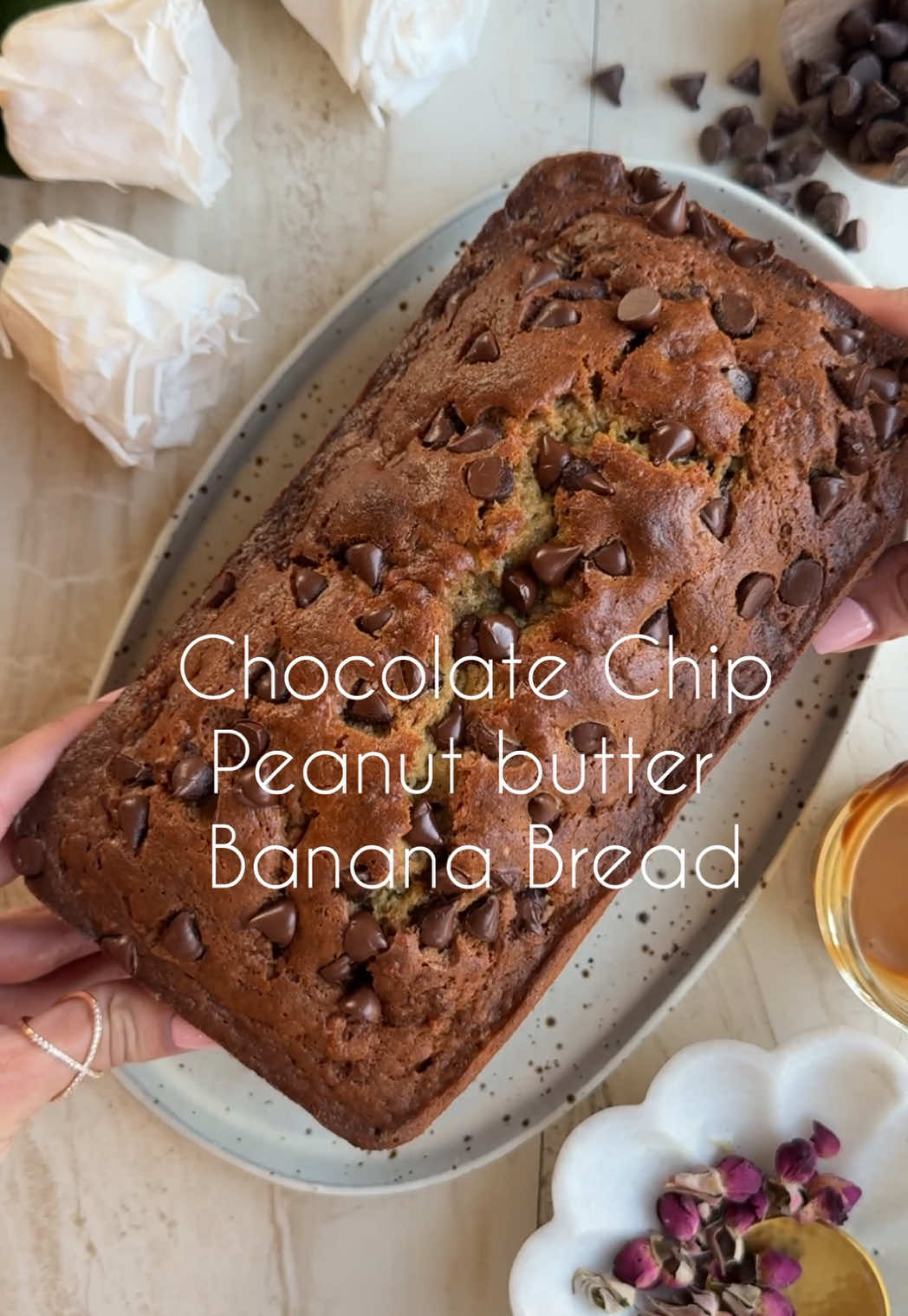 Chocolate Chip Peanut Butter Banana Bread #bananabread #peanutbutter #fooddolls 