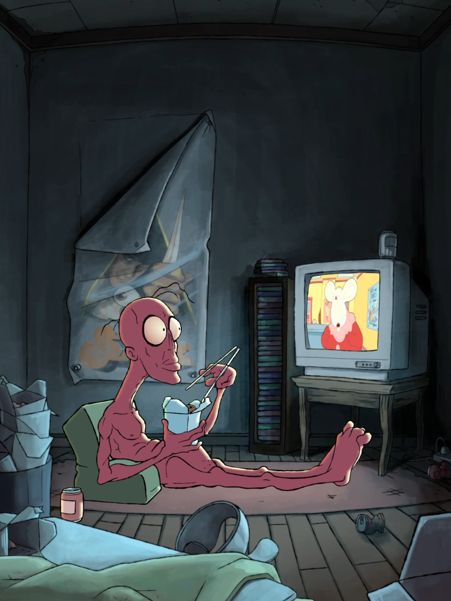Made a cartoon about you.  . . . Layout and Key Animation: Luke Hargest Background Painting: Emily Selfe @emailsart Inbetweens: Lewis Walker . . . #Blender #Greasepencil #animation #comedу #TooBaldClowns #Blenderanimation #2d #2danimation #loopinganimation #loop #tawaiteam #art #animated #indieanimation #cartoon #funny #animatedcomedy #indiestudio #horror #horrorcomedy #surreal #redditor #redditormoments