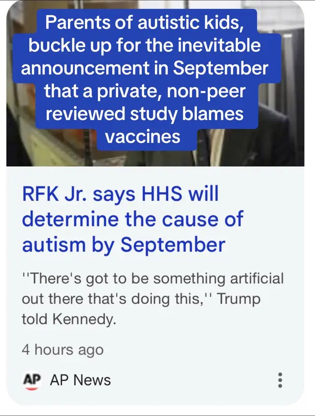 You can see the rhetoric starting. Uneducated folks blaming vaccines for a spectrum of people who they don’t understand and don’t care to.  I don’t know about yall but as a parent of an autistic child, I’m exhausted already. 