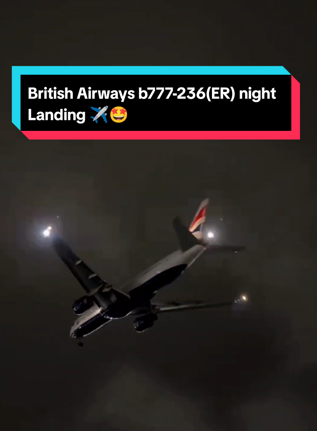 British Airways b777-236(ER) night Landing watch the end ✈️🤩 #aviationlover787 #aviation #airline #british #airways #night #landing #travel #airport #explore #airplane #unfreezemyacount #viral_video #fyp #@Flights.spotter 🇦🇪 #@Fly High #@Emirates3838 