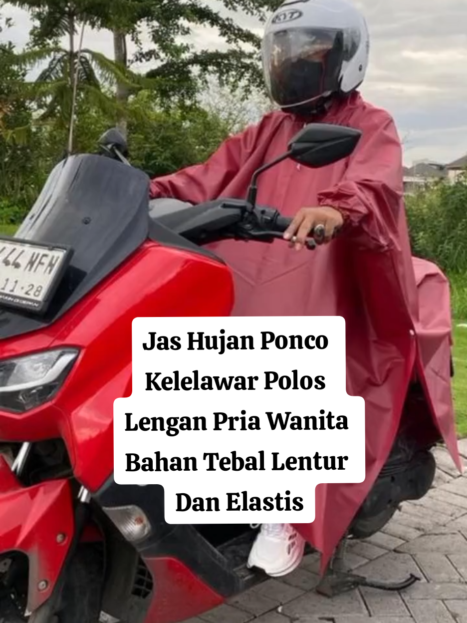 Jas Hujan Ponco Kelelawar Polos Lengan Pria Wanita Bahan Tebal Lentur Dan Elastis