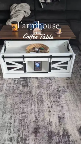 This is such a beautiful farmhouse coffee table!  #homefinds #farmhouse #furniture #livingroom #deals #musthave #springtok #getyoursnow #sale #decor #tiktokshop #tiktokfinds #dealsforyoudays #tiktokmademebuyit 