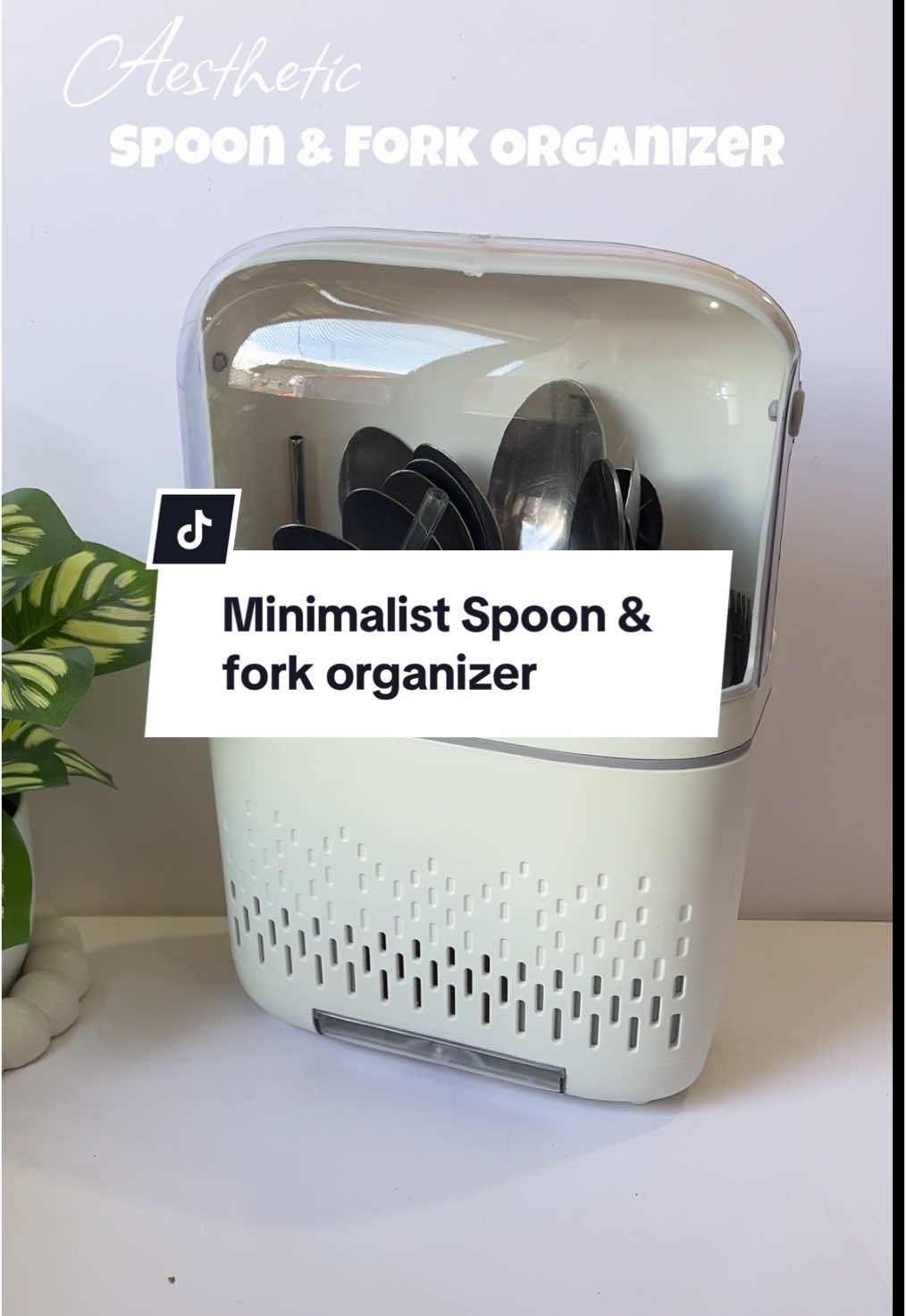 Minimalist Spoon & Fork Organizer with cover ✨✨✨ #utensilstorage #spoonandforkorganizer #kitchenfinds #kitchenorganizer #minimalist #aesthetic #mustbuy 