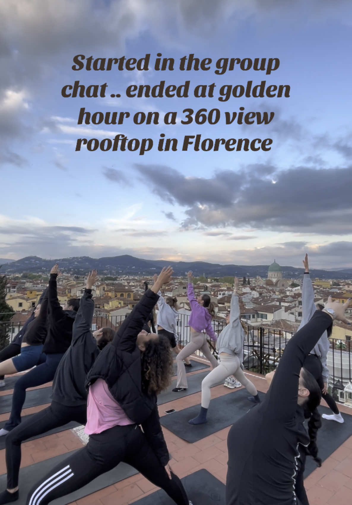 Your next girls trip could lead you to our beautiful rooftop yoga class ✨  #360florenceexperiences #florence #yogainflorence #italy #fyp 