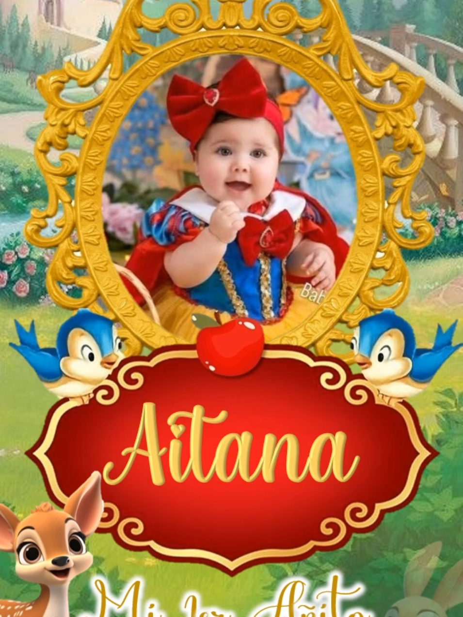 Blanca Nieves 🍎🐰🦌 💙💛❤️Video invitación para cumpleaños 📱invita a tu familia y amigos de forma distinta  a tu reunión especial 😊 con una #tarjetavirtual  #invitacióndigital  #videotarjeta #invitaciónvirtual #blancanieves #snowwhite #miprimerañito #cumpleaños 