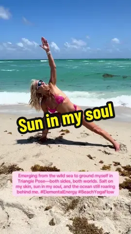 Rising from the sea like a spell cast in salt and sunlight… flowing into Triangle Pose on both sides, grounded between earth and sky. The waves roar, but I move with grace. This is ocean magic. #TrianglePose #Trikonasana #BeachYoga #YogaFlow #SaltAndStretch #GroundedAndGlowing #NatureIsMyStudio #YogaByTheSea