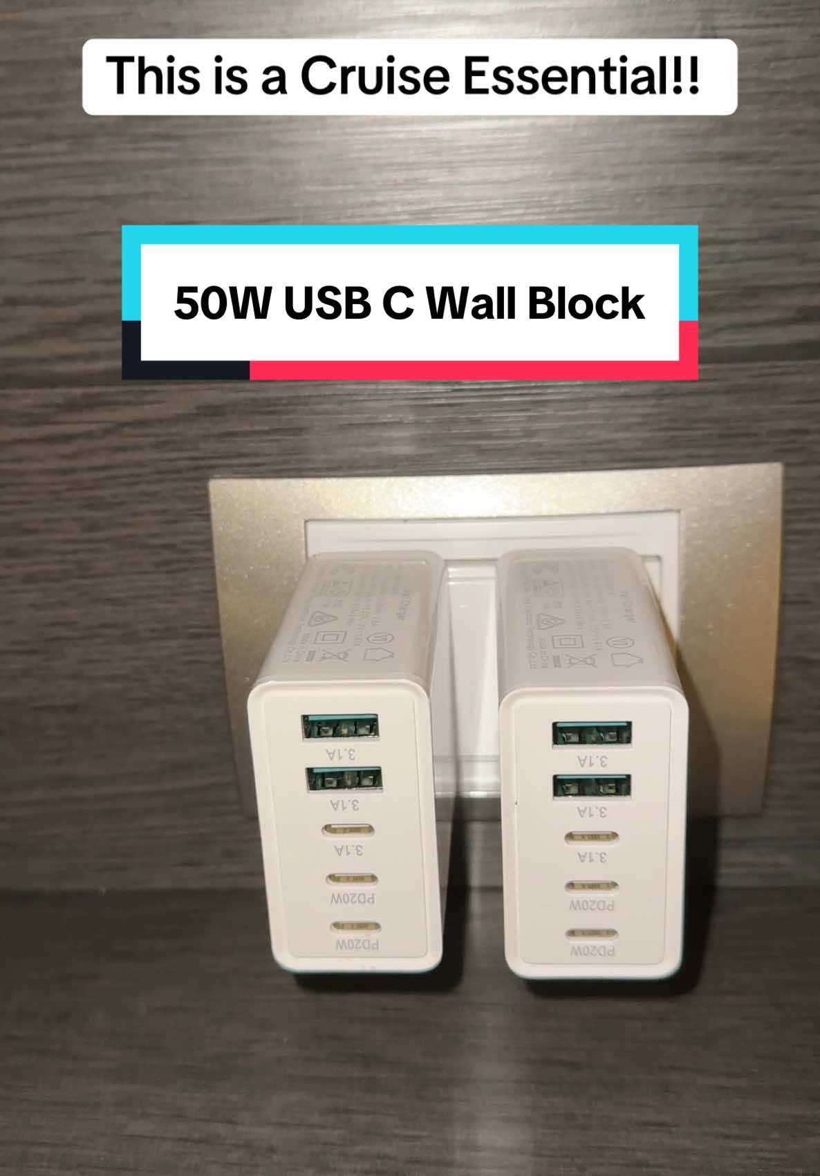 50W USB C Wall Block #cruiseessentials #wallblock #charger #travelessentials #cruisetok #cruiseship #msccruises #mscmeraviglia 