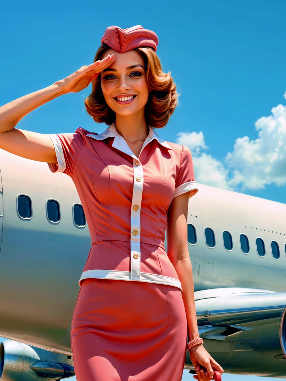 ✨ Sky Queens of the Swinging Sixties ✈️👠 Step into the golden age of flight when stewardesses were icons of glamour, poise, and perfectly tailored uniforms. From Pan Am to TWA, the skies were their runway. #VintageVibes #60sFashion #GoldenAgeOfFlight #PanAm #StewardessStyle 