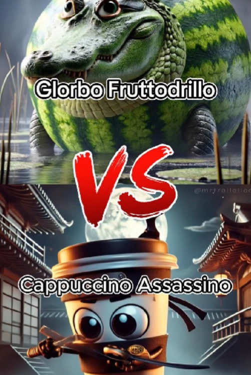Glorbo Fruttodrillo 🐊🍉 VS Cappuccino Assassino🥤🥷🏻 #brainrot #tralalerotralala #glorbofruttodrillo #italianbrainrot #ai #cappuccinoassassino 