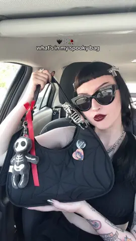 I found a baggu dupe for the goth ghouls 🕸️  bag by @Wicked Misfit Shop  #whatsinmybag #gothgirl #bagcharms #spookyvibes 