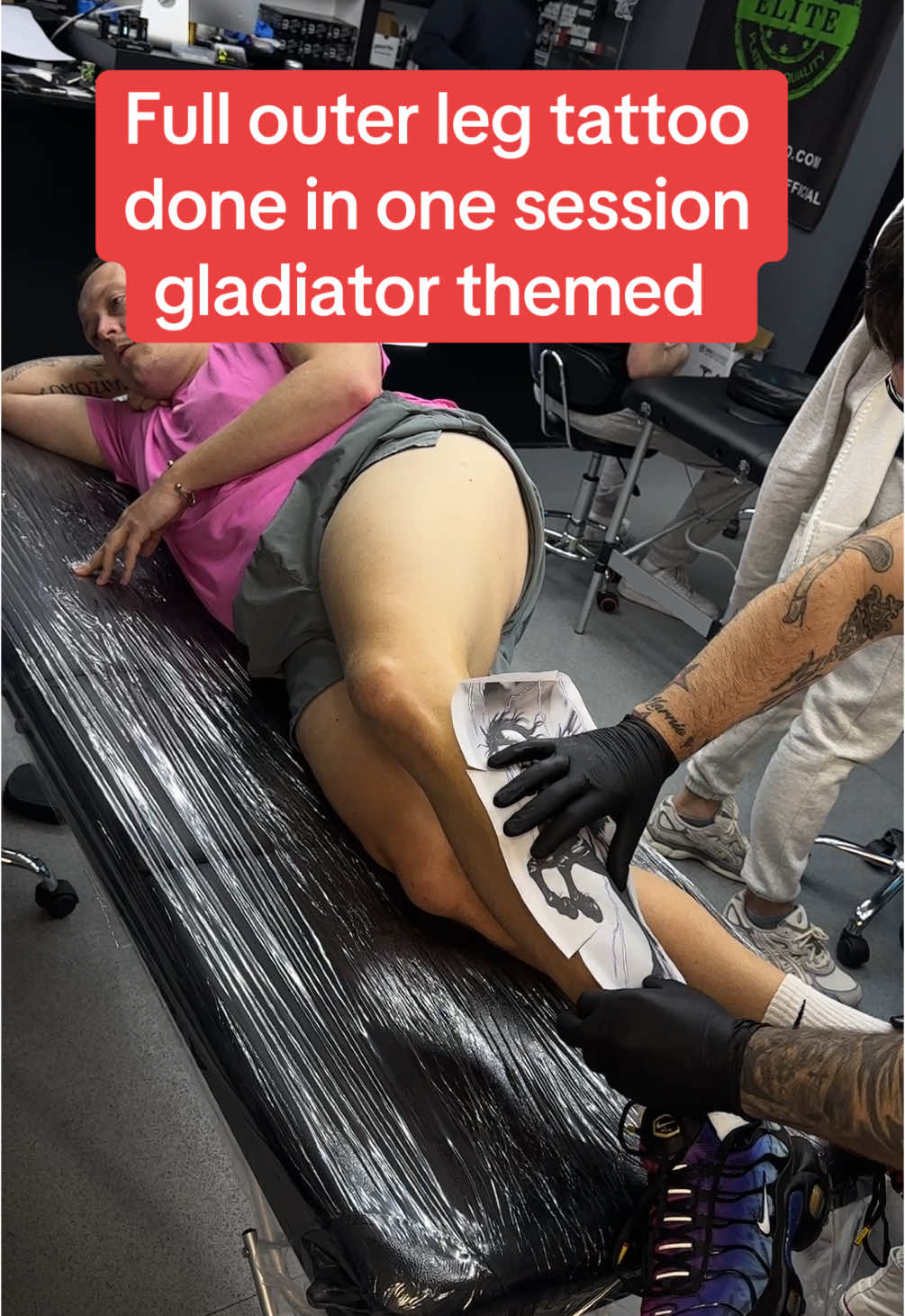 Full outer leg tattoo gladiator themed done in one session #legtattoo #tattoo #fyp #gladiatortattoo #tattoolover #tattootiktok #astartattoos 