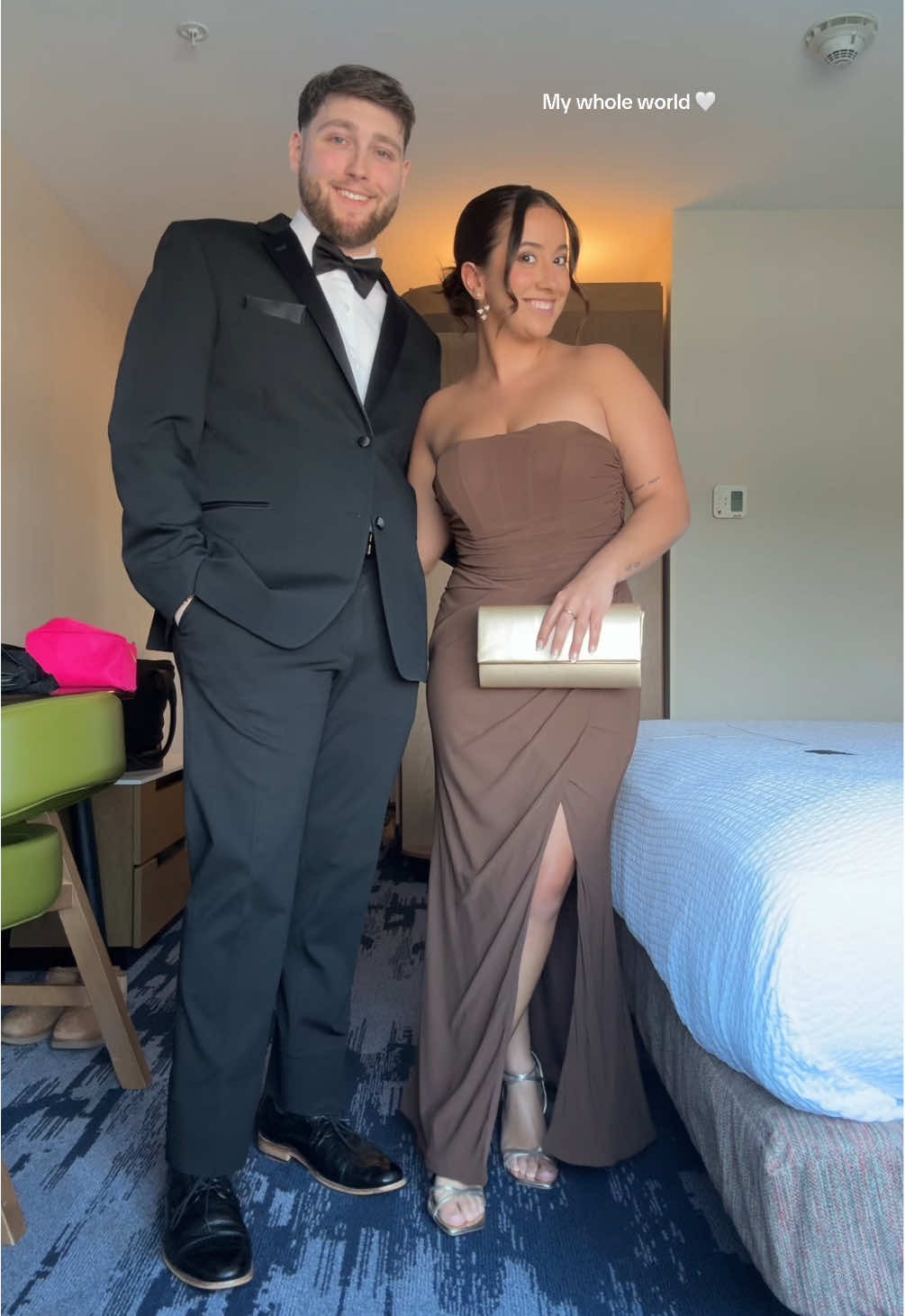 Rare sighting of me in something other than a workout set @Lulus 🤎 #fyp #weddingguest #weddingguestdress #weddingdate #blacktiewedding #formalattire #lulus #lulusweddings #couple #Love #fashion #style 