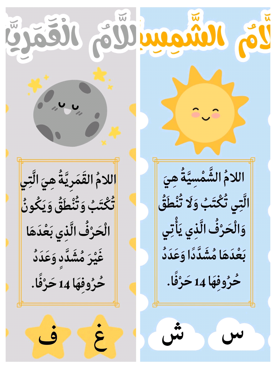 قصة اللام القمرية 🌕 اللام الشمسية ☀️#اللام_الشمسية #لام_شمسية #لغةعربية #اولى_ابتدائي #سنة_اولى_ابتدائي #اللام_القمرية_والشمسية #اللام_القمرية_والشمسية 