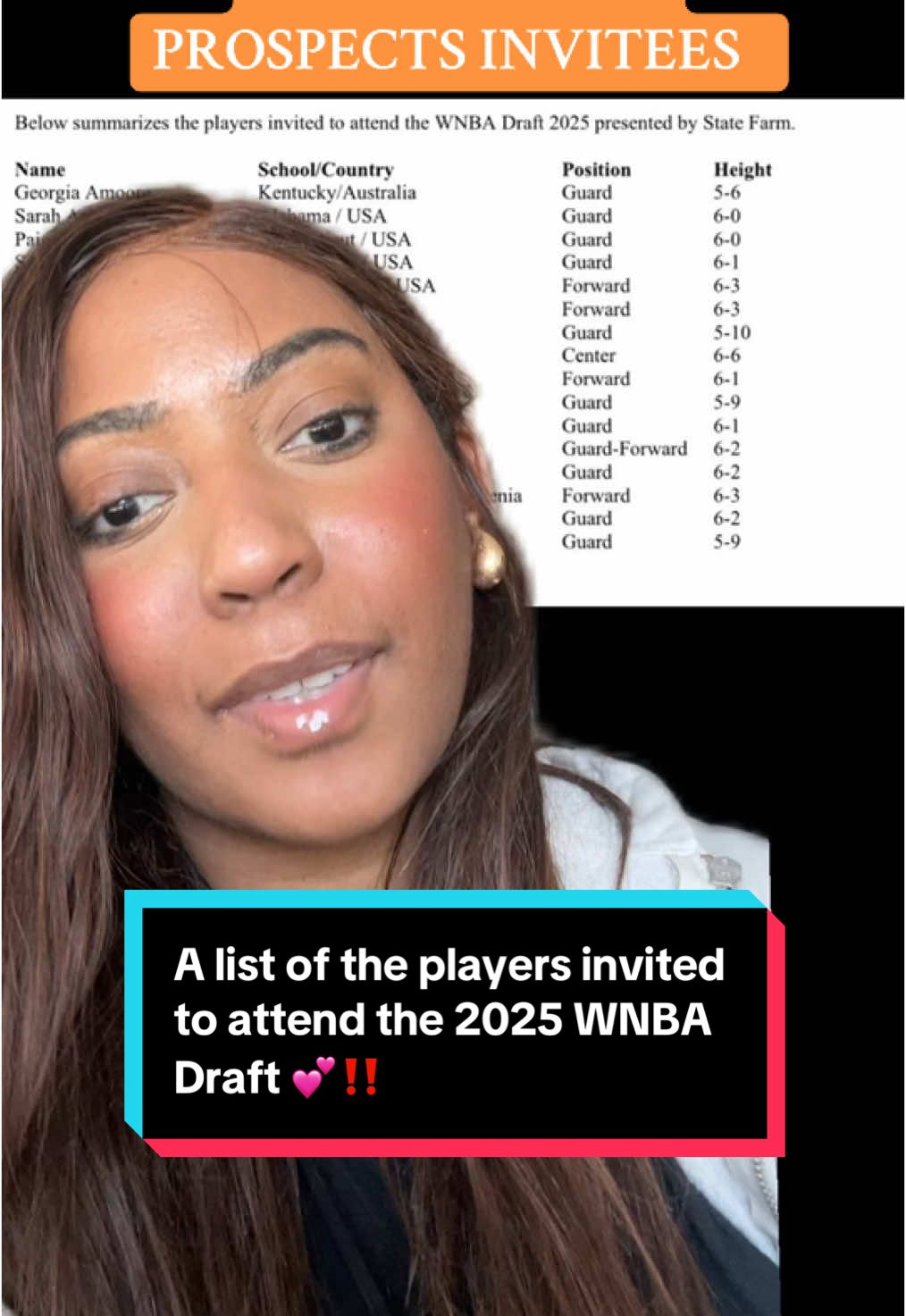 A list of the players invited to attend the 2025 WNBA Draft #WNBA #wnbadraft #wnbaisback #paigebueckers #georgiaamoore #soniacitron #wbb #womensbasketball #fyp #fy #trending #cwayspeaks 