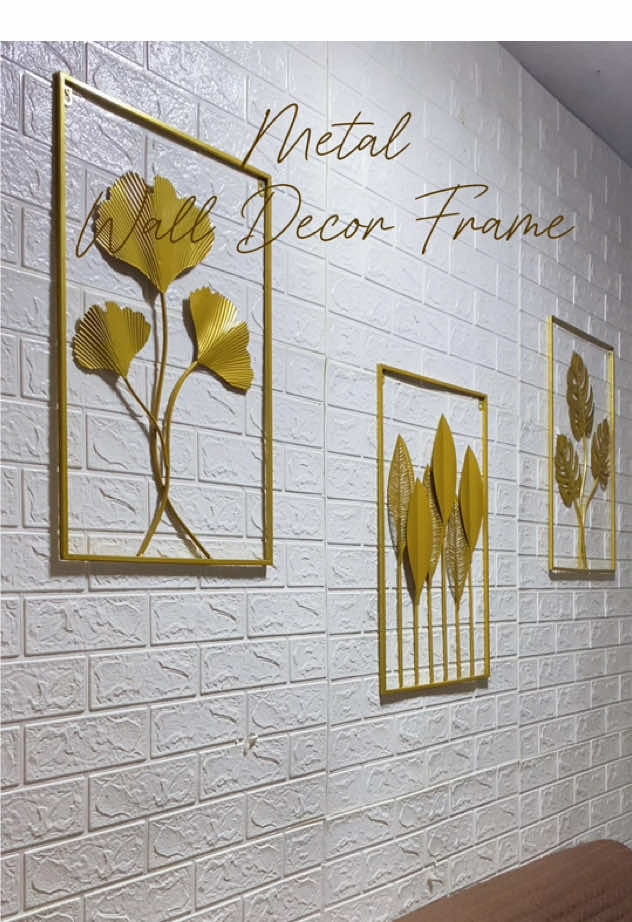 Aesthetic Metal Wall Decor with Frame Square, Leaf Art Gold Framed Leaves Artwork Nordic Style. #homedecor #homedecorideas #homedecoration #aesthetic #nordicstyle #leafartframe #walldecor #walldecoration #wallframe #wallframedecor #metalframe #goldframe #golddecor #walldisplay 