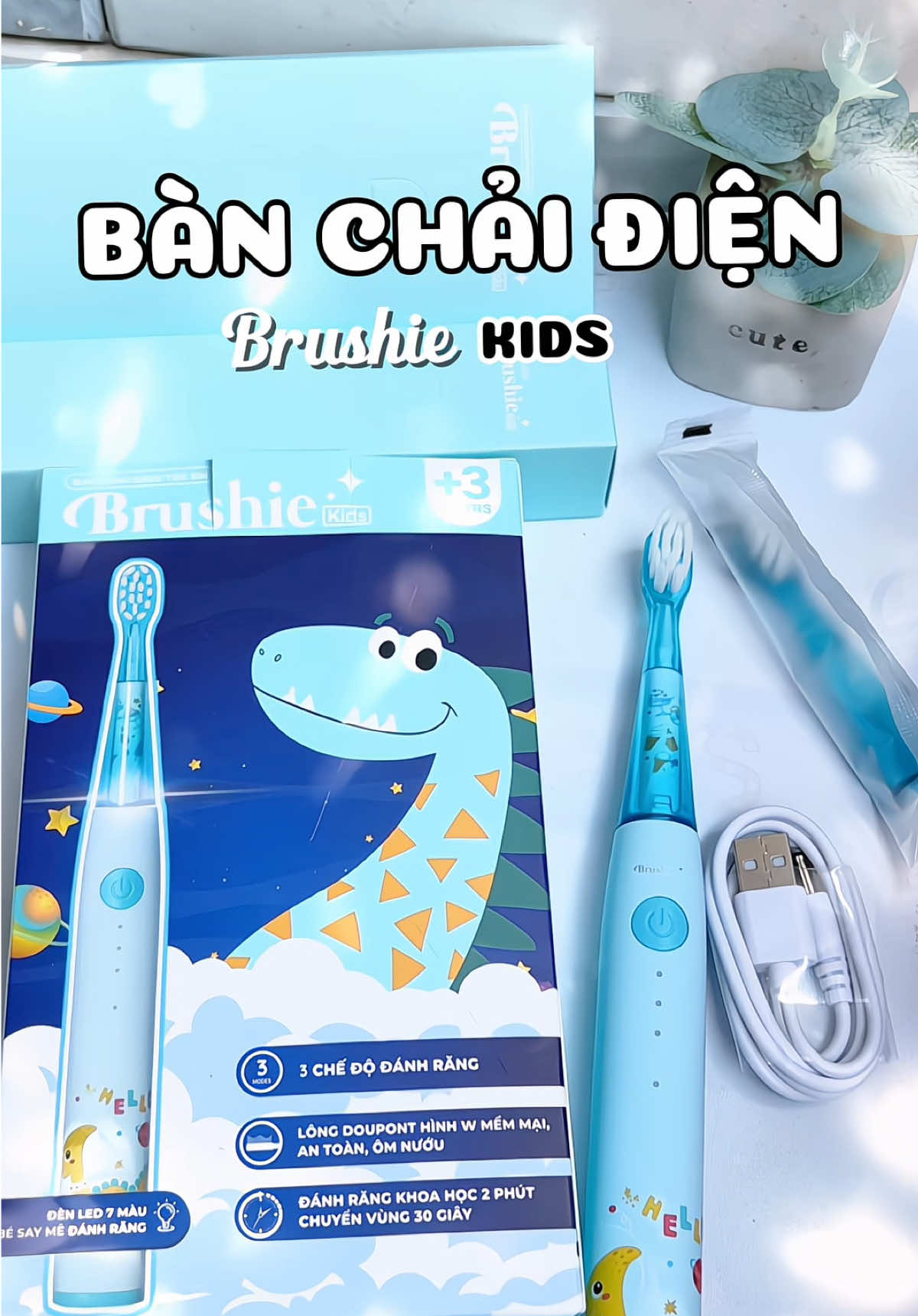 Bàn chải điện Brushie Kids - lông siu mềm cho bé, giúp bé hào hứng mỗi khi đánh răng #banchaidienchobe #banchaidienbrushie #giadinh #review #chamsocconyeu #xuhuong #mehaumi93 