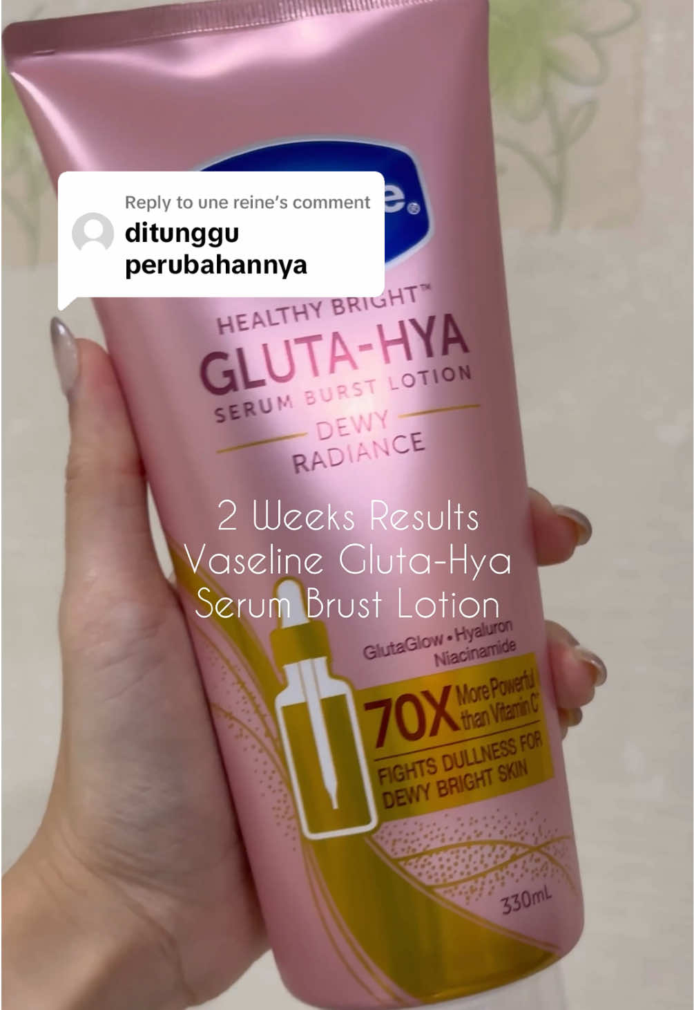 Replying to @une reine update 2weeks pemakaian ni ya ka 🤭 #vaseline #review #glutahya #sunburn #brightening #brighteninglotion 