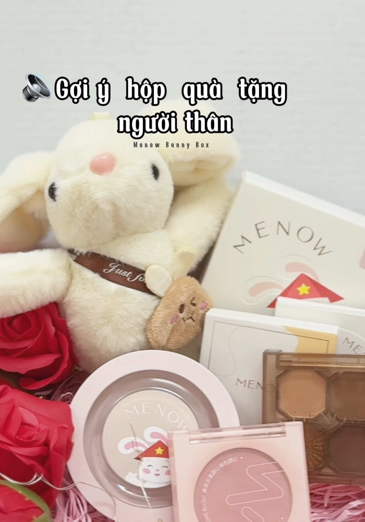 💝Hộp quà tặng trang điểm cho bạn gái kèm túi quà, gấu bông, hoa sáp và đèn Menow Bunny Box💕#xuhuong #unboxing #review 
