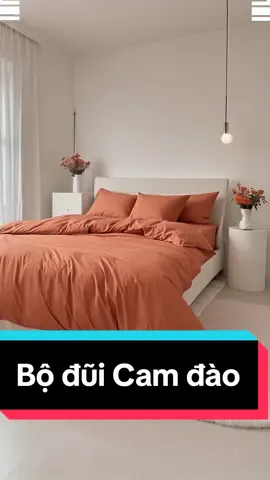 Bộ chăn ga đũi trơn với tone màu cam đào lạ mắt chấm phá cho phòng ngủ thêm sự độc đáo ❤️😍😍 #gocmo #decor #changa #phongngudep #trangtrinha #trangtriphongngu #cotton #minimalist 