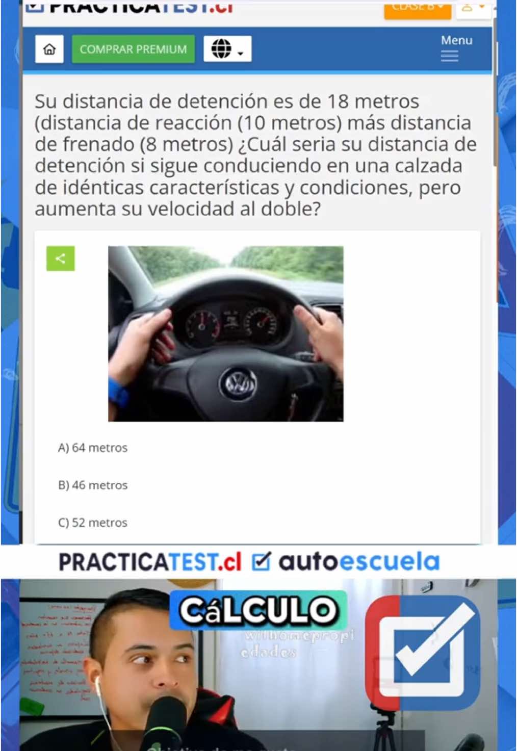¡PREGUNTA DEL EXAMEN TEÓRICO CLASE B! 😱 En la práctica, ponga atención al entorno y mantenga distancias y velocidades razonables y prudentes 👨🏻‍🏫 #aprendeaconducir #teoricodeconducir #licenciadeconducir #chile 🇨🇱 