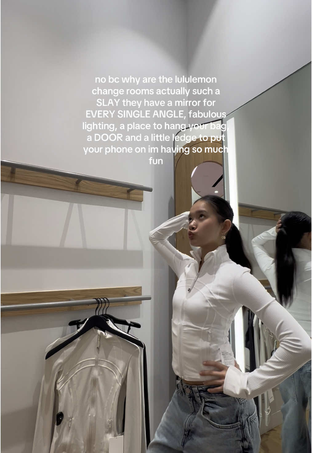 like I was in here for 20 minutes just spinning around with 5 jackets #lululemon #shopping #melbourne 