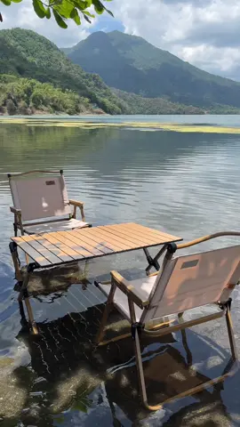 Sturdy and aesthetic camping chair & table for your next nature trip🍃 #fyp #foryou #naturetrip #campingchair #campingtable #affordablecampingchair #campingessentials #foldablechairs 