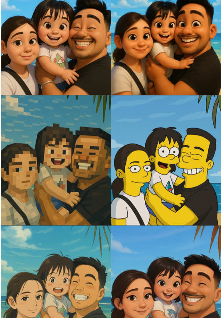 Try these CHATGPT AI photo Style #AIArt #FamilyTransformation #GhibliStyle #DisneyStyle #PixarVibes #SimpsonsEdit #AIBeachDay #CartoonMe #AnimatedFamily #StylizedPortrait #FYP #ViralArt #ChatGPTCreation #AIphotoedit #DigitalGlowUp #StyleSwap #AnimationMagic #ghibli #AIphoto #chatgptprompts 