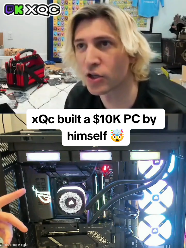 xQc built his own PC 🤯 #xqc #pcbuild #gamingpc #techtok #fyp 