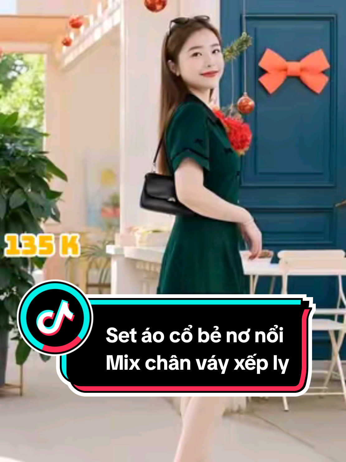 Set áo cổ bẻ nơ nổi mix chân váy xếp ly có lót trong, chất liệu thun tăm xịn sò # #setthunnu #linhlinhshop17 #setdoxinh #setvayxinh