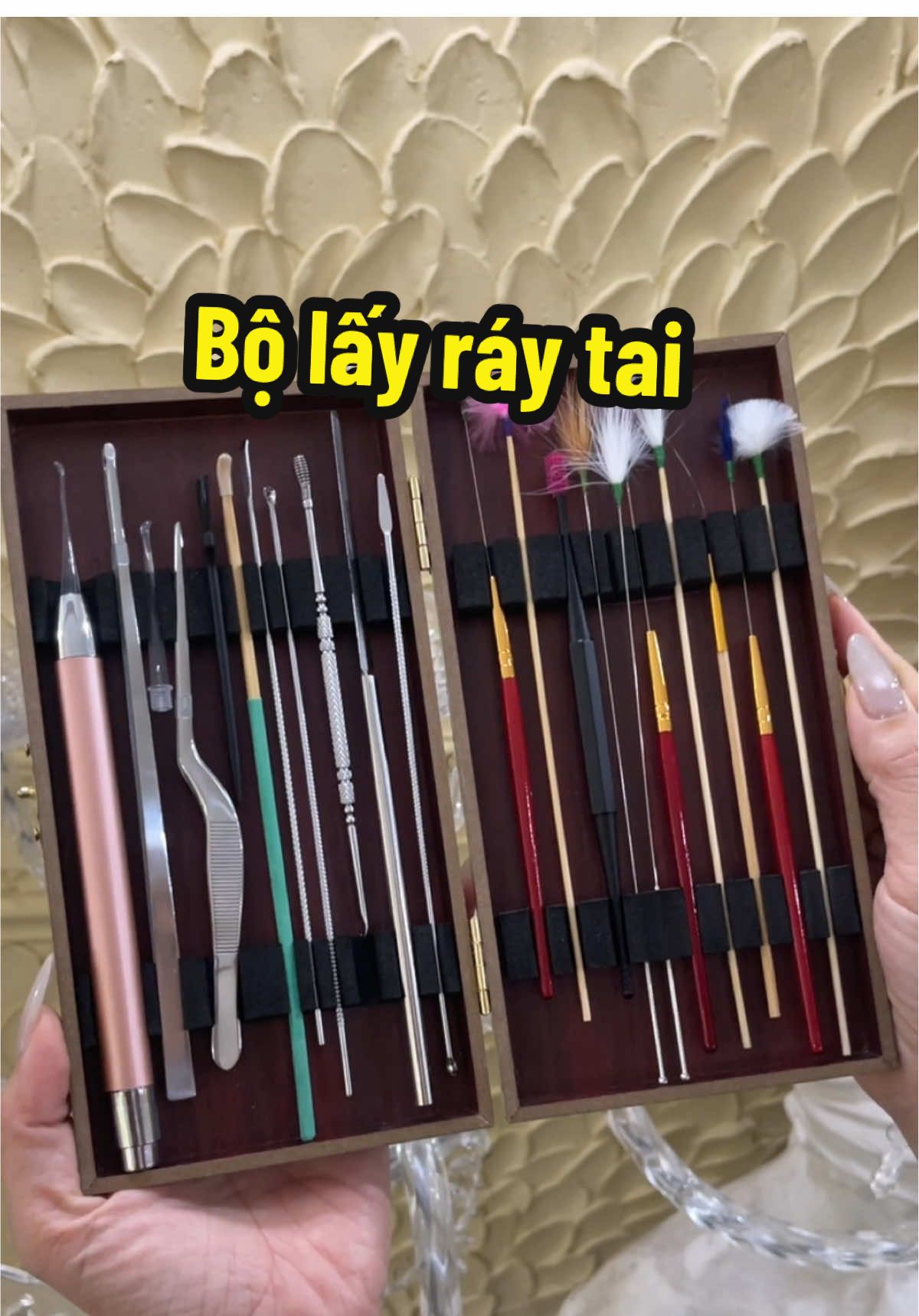 Bộ dụng cụ lấy ráy tai hộp gỗ thơm#bolayraytai #bolayraytaicodencaocap 
