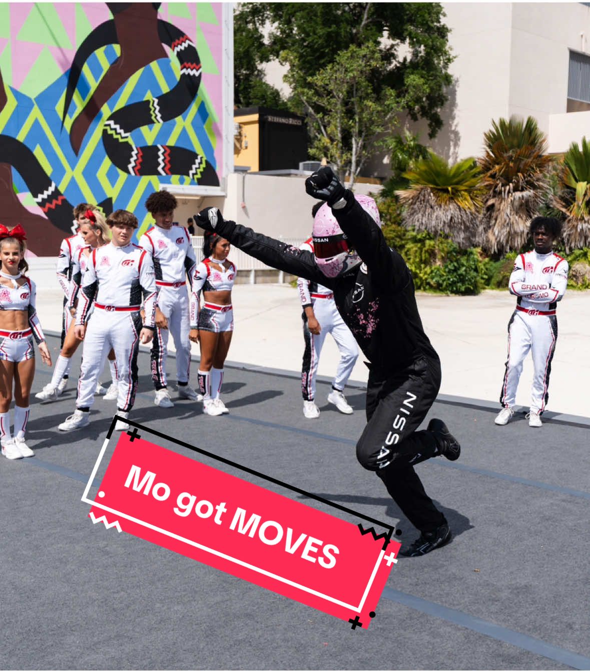 Another one of Mo’s many hidden talents.  “Gimme an M…” 📣 @nissan @Nissan USA #SakuraStorm #MiamiEPrix #NissanFormulaE #FeelElectric