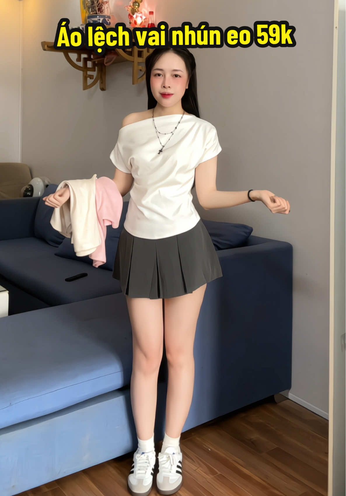 Áo lệch vai xếp ly eo, giá hời mà mặc ưng dã man ạ #habaolinh #habaolinhreview #aonuxinh #aolechvai #aotrevai #aothunnu #aothun #aonuhottrend #aonhuneo 