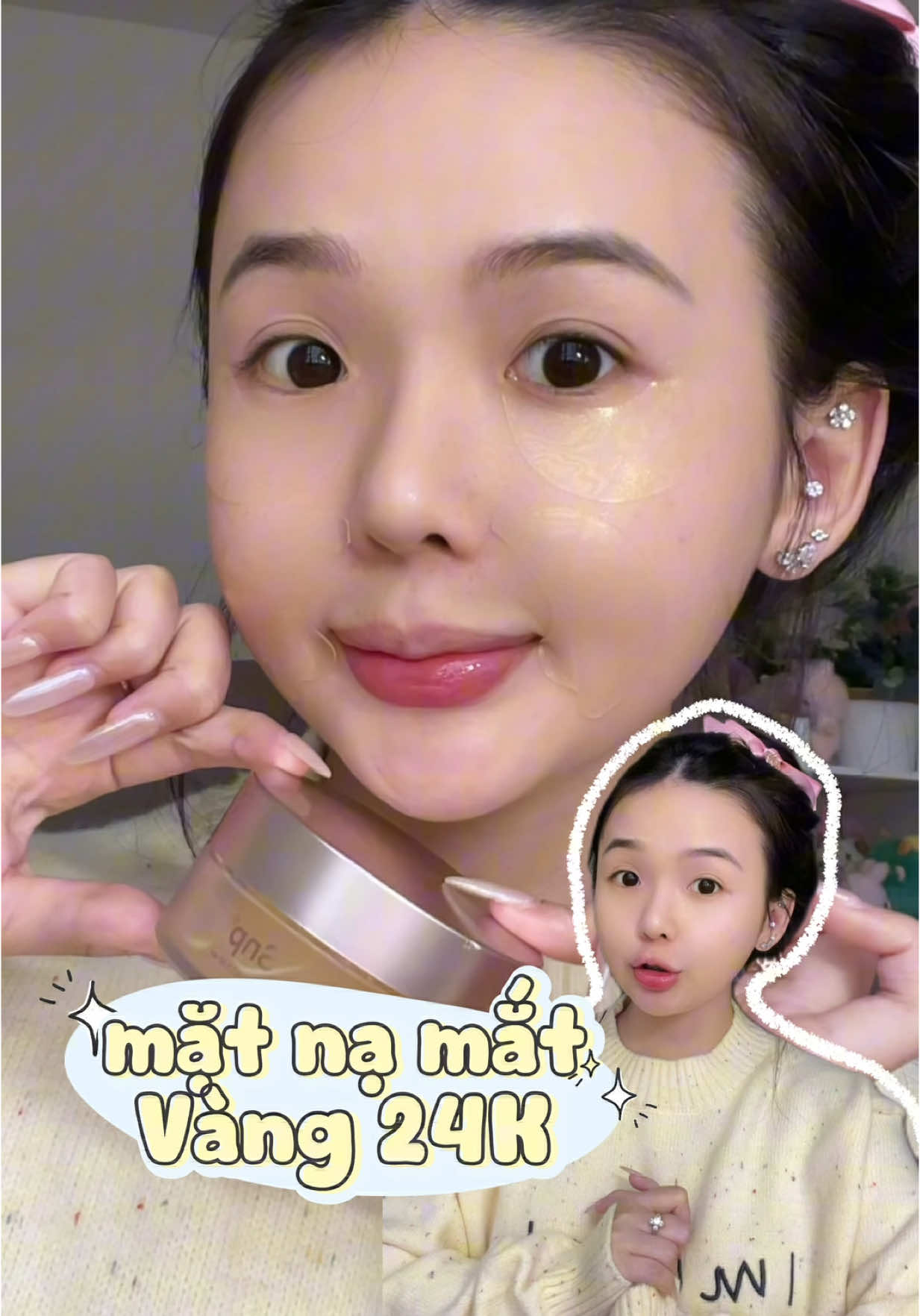 Mặt nạ mắt phải có vàng 24k mới chịu nhoa =))))  #xuhuong #SNP #matnamat #giamthammat #bongmat 