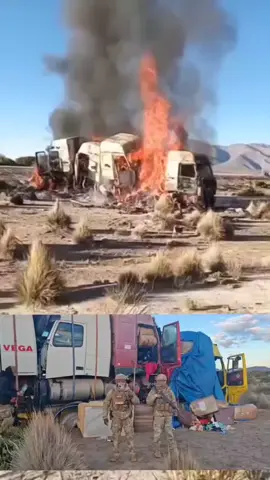 #chuteros❌100pre🇧🇴🇨🇱vamos #contrabandooruro #contrabando #camiones #oruro_bolivia🇧🇴 #huachacalla#contenido CEO-LCC. afecto al contrabando en más de Bs1.6MM El Viceministerio de Lucha Contra el Contrabando (VLCC), a través de su brazo operativo Comando Estratégico Operacional de Lucha Contra el Contrabando (CEO-LCC) afectó a este ilícito en Bs1.666.129 del 03 al 11 de abril, en diferentes pestos fronterizos del país, informó el Viceministro de Lucha Contra el Contrabando, Cnl. DAEN (S.P.) Luis Amílcar Velásquez Burgoa. Entre los principales comisos distinguimos los siguientes: el del Grupo de Reacción Inmediata “Viacha”, que realizó el comisó de tres camiones tipo volvo FH-13 de color verde y blanco con placa 3875 YYH, un camión tipo volvo F-12 de color rojo y blanco un camión tipo Volvo F-12, color rojo placa de control, 1264-XFH con mercancía de contrabando a la inversa, conteniendo maíz. El comiso se realizó en inmediaciones de la carretera Viacha-Santiago de Machaca (La Paz). En el sector de Huatajata (La Paz), la Fuerza de Tarea Conjunta (FTC) “Agropecuaria” interceptó un camión cisterna con combustible con aproximadamente 24.000 litros de diésel. El camión con placa 2168 GGG, transportaba el combustible por inmediaciones de la población de Achacachi, siendo su destino final, Huatajata. El Grupo de Tarea “Lacaya”, en el sector de Laja (La Paz), comisó un camión que transportaba 350 quintales aproximadamente de grano de cebada que no contaba con la respectiva documentación. El producto era trasportado en un camión tipo Volvo de color verde y rojo con placa 1368 ACP. La mercadería fue depositada en el Cuartel Ingavi. Entre tanto la FTC “Agropecuaria” en coordinación con el personal de la capitanía de Puerto Mayor Tiquina, comisaron cuatro camiones con 96 cabezas de ganado equino. Los animales eran transportados en camiones con las siguientes placas de control 153-TZI, 2276-PST, 1845-YCG, 118-RCN y 2261-AFI respectivamente.  Por su parte la Fuerza de Tarea Conjunta “Alfa”, comisó un vehículo tipo camión F-12 con placa 2459 LIE, que transportaba 200 bolsas de maíz. El producto fue trasladado hasta el Regimiento Ingavi. La Fuerza de Tarea Conjunta “Agropecuaria” en coordinación con la Capitanía de Tiquina comisó un camión con ganado vacuno y ovino el cual fue conducido a las dependencias de Servicio Nacional de Sanidad Agropecuaria e Inocuidad Alimentaria (SENASAG) de Chua, ya que el conductor se encontraba en estado de ebriedad. La Fuerza de Tarea Conjunta (FTC)“Alfa”, interceptó dos camiones Volvo con contrabando de ganado vacuno en el sector de Huaripujo (La Paz). En el intento de huir uno de los camiones resulto volcado, los grupos del comando se encargaron de trasladar y escoltar el camión hasta la ciudad de El Alto, informaron las fuerzas del orden.  El Grupo de Reacción inmediata (GRI) “Bermejo”, en apoyo al Grupo de Tarea Bermejo, en la misma localidad incautaron un vehículo taxi marca Peugeot color morado con placa de TAA-828 con 21 ladrillos de cocaína en un patrullaje, los cuales fueron entregados a la Fuerza Especial de Lucha Contra el Narcotráfico (FELCN). La FTC “Agropecuaria y GT “Chaguaya, comisaron un camión placa de control 730-RUS, que transportaba abarrotes y 200 litros de diésel. donde los efectivos de control procedieron al comiso de la mercancía y posterior traslado del camión al “Batallón de infantería Marina (BIM) IV Alianza”, el propietario se dio a la fuga. El Grupo de Tarea (GT) Macaya interceptó un camión tipo volvo FH12 color plomo con rojo indocumentado, el cual contenía miguelitos y dinamitas de contrabando en gran cantidad en los controles realizados en el tramo Curahuara (La Paz) - Cosapata y Tambo Quemado (Oruro). Asimismo, Contrabandistas en complicidad de autoridades de la comunidad Llica (Potosi) arremetieron en el puesto de CEO- LCC en el área del Grupo de Tarea Conjunta (GTC) LLICA” con el fin de arrebatar un vehículo de contrabando comisado por las fuerzas militares en la localidad de Llica, a 