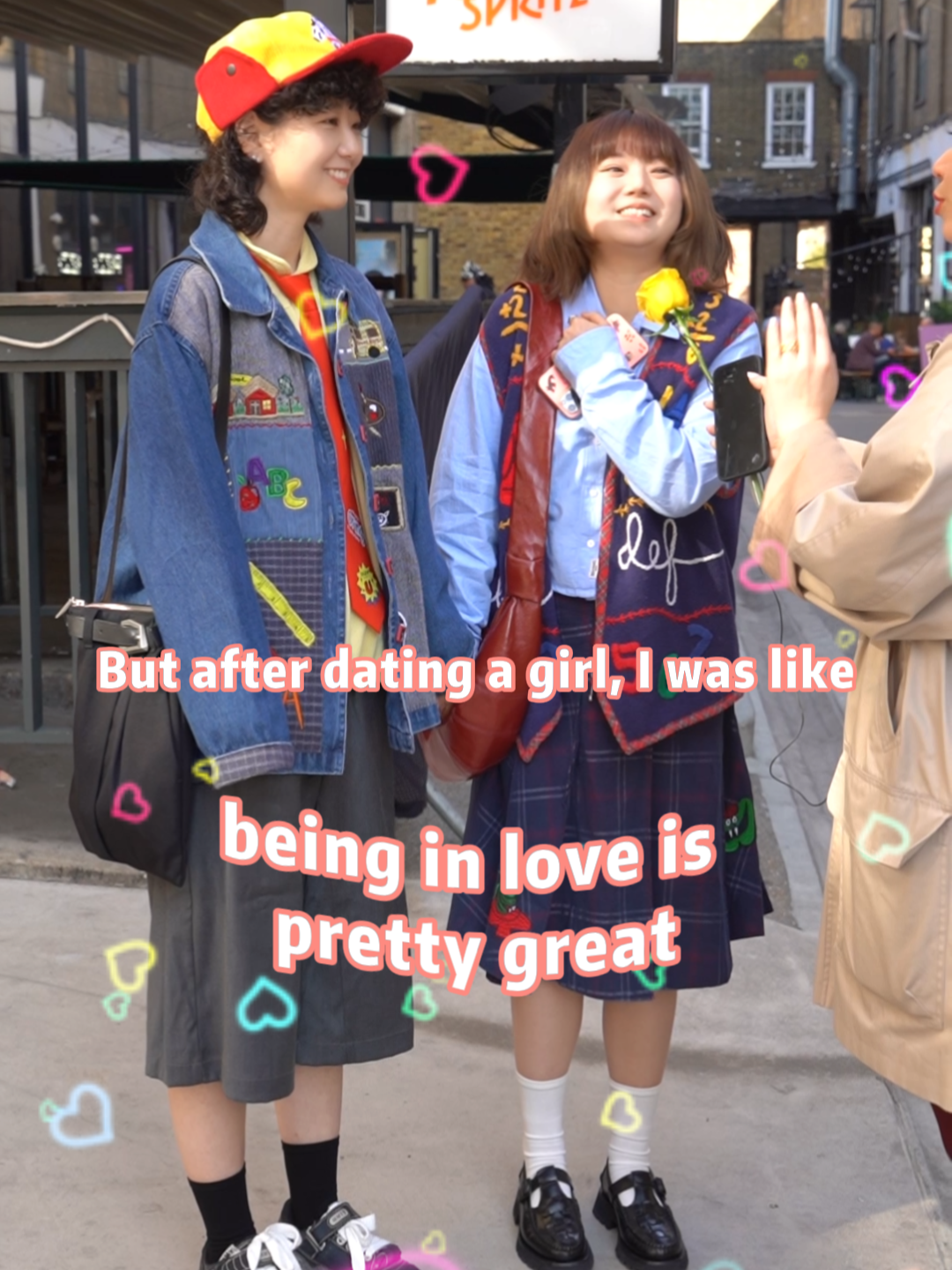 #wlw Who's having a sweet romance? It's the cute girls! #lgbtq🏳️‍🌈 #LoveIsLove #Relationship ##streetinterview #OOTD #fyp #london #women #fashion