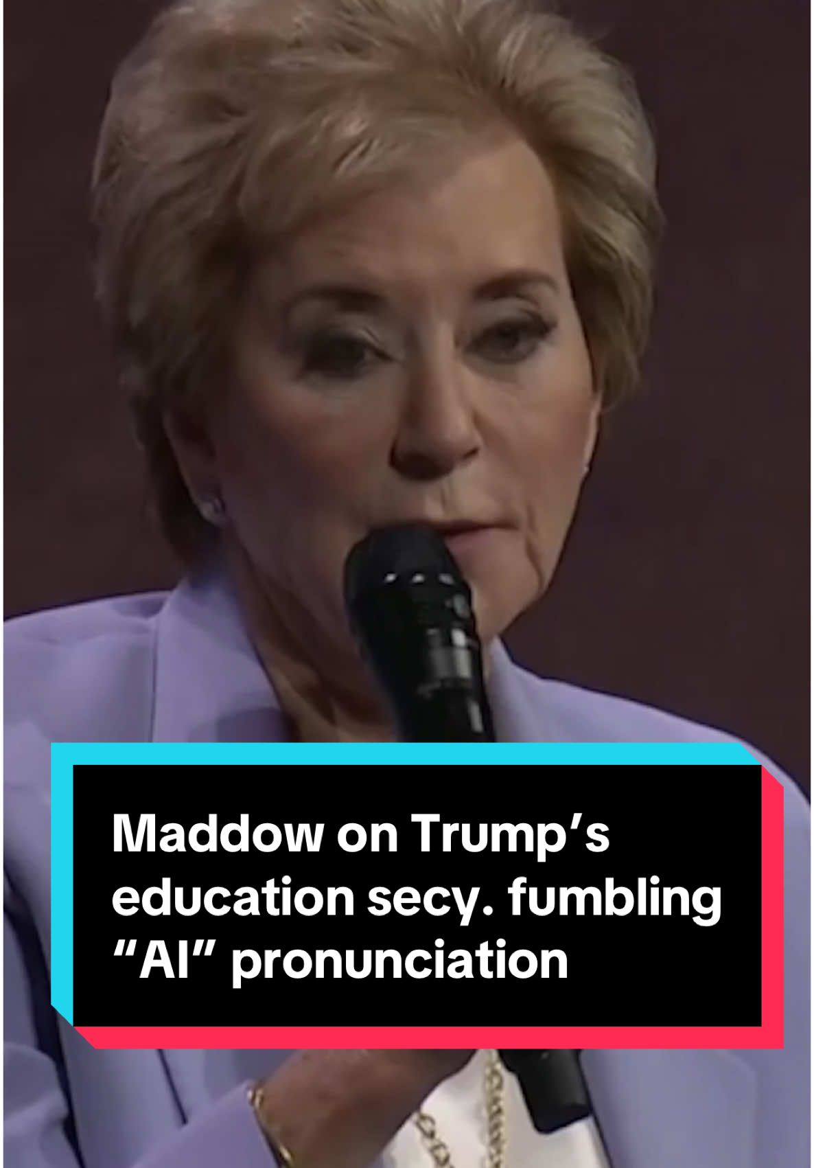 MSNBC's Rachel Maddow discusses the irony of Education Secretary Linda McMahon fumbling the pronunciation of AI with A.1. — like the steak sauce — at a conference on education and artificial intelligence. #lindamcmahon #departmentofeducation #ai #a1 #politics #news 