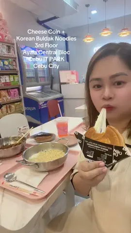 Cheese Coin +  Korean Buldak Noodles 3rd Floor Ayala Central Bloc Cebu IT PARK  Cebu City  #cheesecoinpancake #Buldak #Ramen #koreannoodles #Food #cebu #CebuEats #FoodTripCebu 