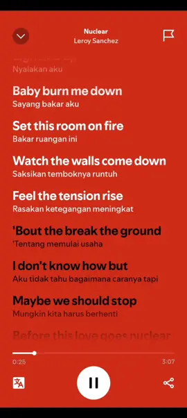 🎧 Nuclear _ Leroy Sanchez #nuclear #leroysanchez #lirycs_music #liriklagu #lirikterjemahan #spotify #fyp #4u 