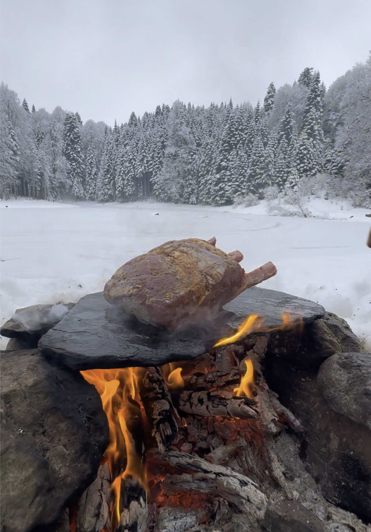 Doğal Taş Üzerinde Dana Pirzola ❄️🥩 Cooking veal chops on natural stone  #outdoorcooking #Outdoors #snow #nature #cooking #cookingvideo #camping #wilderness #meat #asmr #asmrsounds #bushcraft #survival #foodvideos #yummyfood #outdoor 