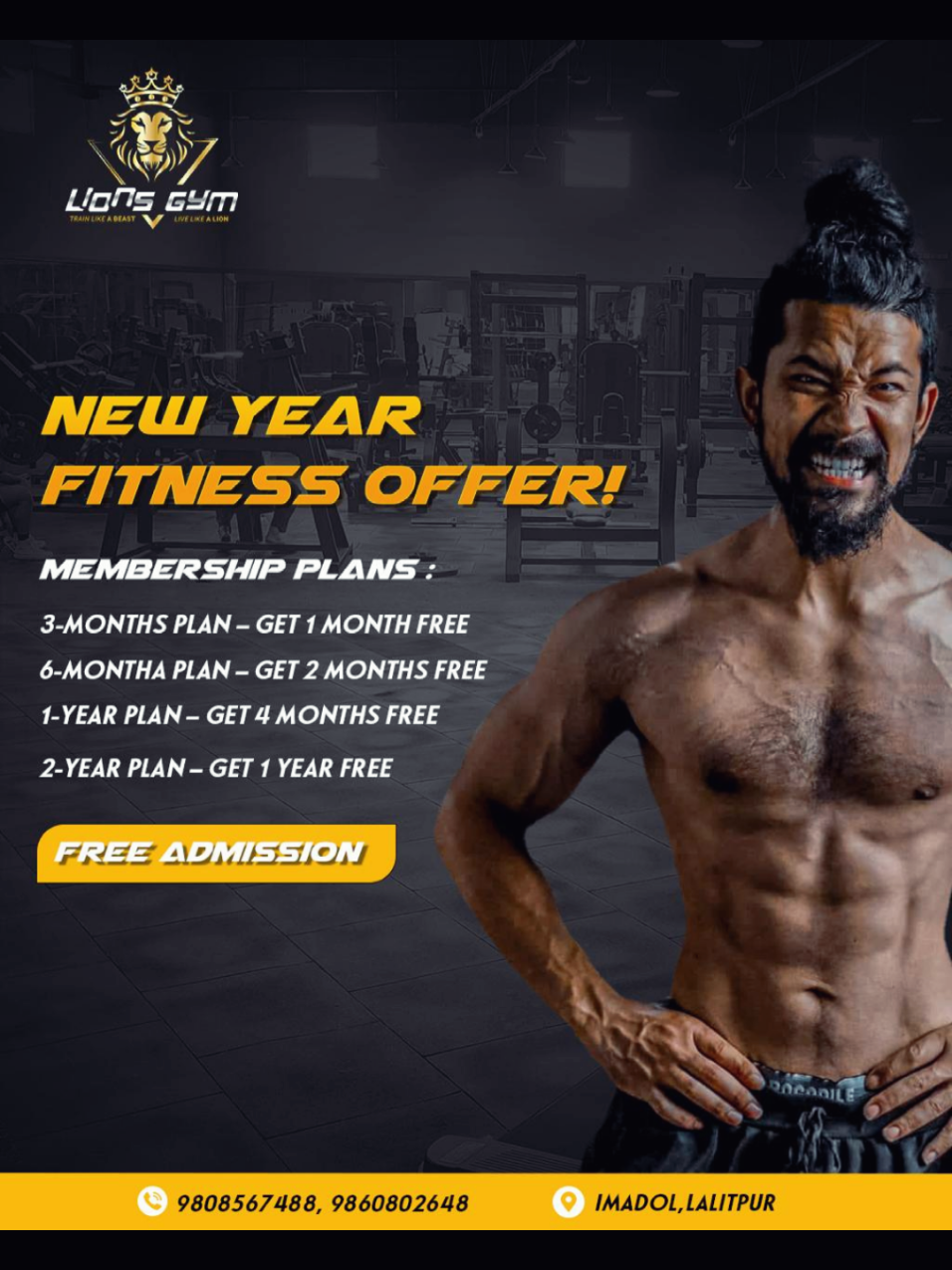 ARE U READY TO GET INTO THE BEST SHAPE OF YOUR LIFE🔥🔥? JOIN US NOW AND GRAB OUR NEWYEAR OFFER😍😍 Don’t wish for a good body, work for it😉 #foryou #gym #offer #newyear #Fitness #fyp #motivation #discount #foryoupage #nepali #imadol #lionsgym #tiktok 