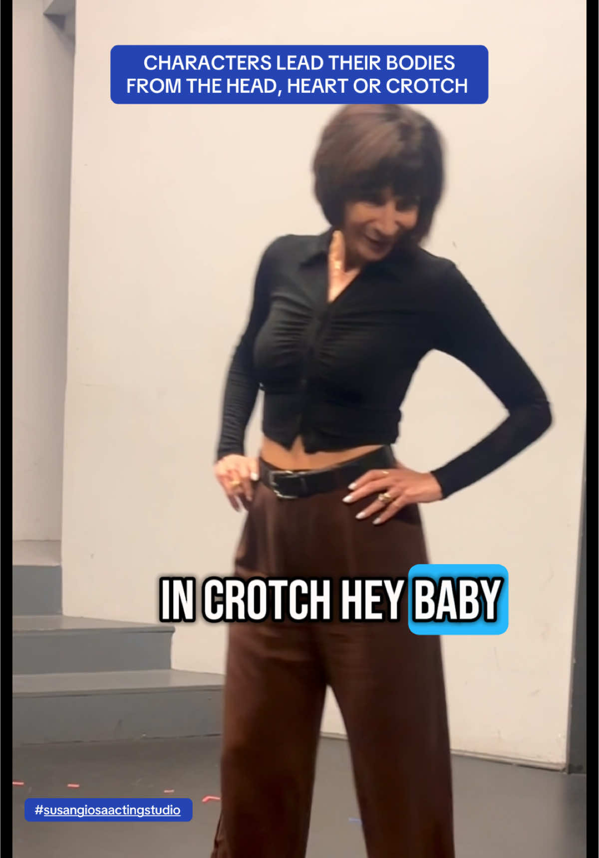 People lead their bodies from head, heart or crotch. Sexual and powerful characters lead from the crotch. Think about what you do naturally and then adjust for your character. #susangiosaactingstudio #actingcoach #acting #actress #actor #power #dancer #singer