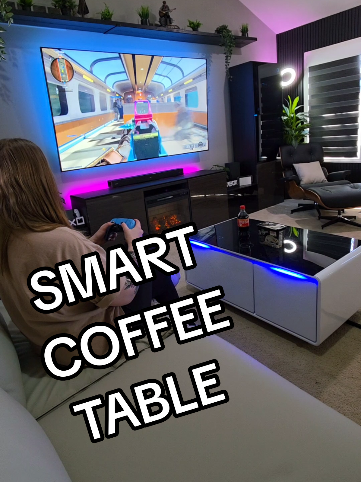 Adding a SMART COFFEE TABLE to my GAMING SETUP 🔥😮  #gaming #setup #ps5 #callofduty #fyp #GamingSetup #playstation #gamer #goals #LivtabSmartCoffeeTable #Livtab Thank you @LIVTAB  for gifting us the LIVTAB LT90 FreezerX Smart Coffee Table! - Dual-temperature refrigerated drawers (93L cooling space) 37 to 60°F,  -  Dual 20W Bluetooth Speakers, blue light above the drawer syncs with the rhythm of music - 15W wireless charging, dual USB A and a USB C port Check it out! /AD