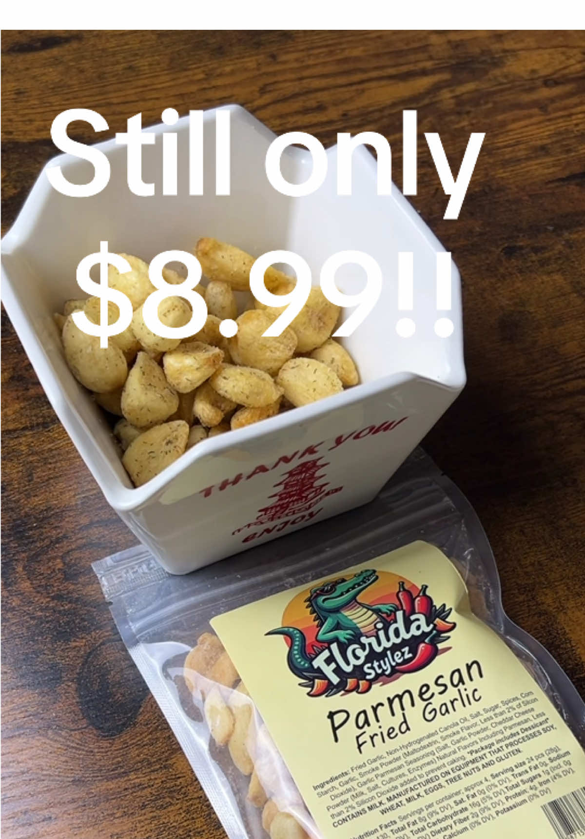 Still only $8.99! FloridaStylez Deep Fried Garlic! 5 flavors, Parmesan fried garlic, dill pickle fried garlic, ranch fried garlic, spicy 🌶️ fried garlic and barbecue fried garlic! #Foodie #dinner #foodreview #yum #lunch #friedgarlic #deepfried #snack #snacks #tiktokshop #tiktokmademebuyit 