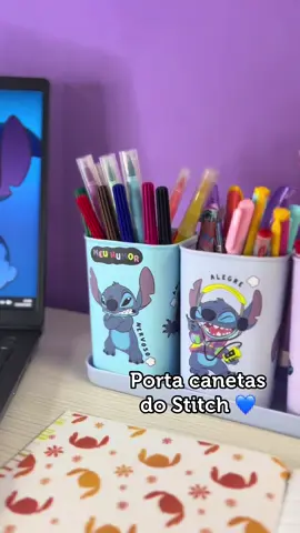 APAIXONADA! 💙 O que acharam desse porta lápis do Stitch? 🥰 #stitc #lillostitch #papelaria #papelariafofa